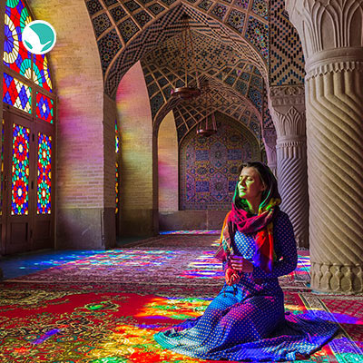 Visit the rainbow of colors in Nasir al Mulk Mosque!